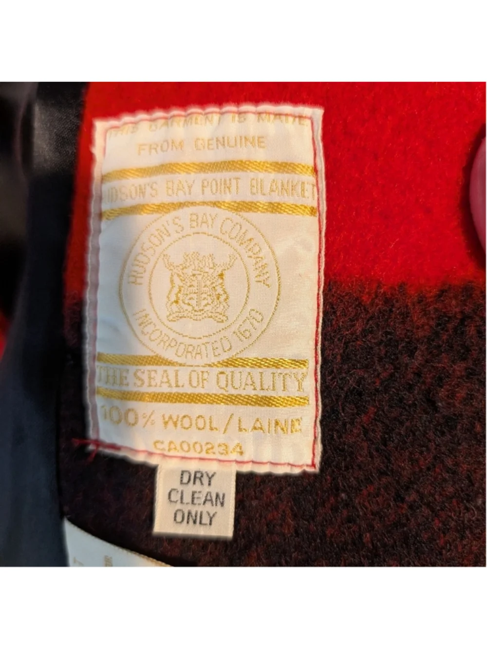 HUDSON’S BAY COMPANY 100% wool vintage 1950s-1970s red point jacket S GUC